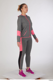Mia Brown dressed grey hoodie grey leggings pink sneakers sports…